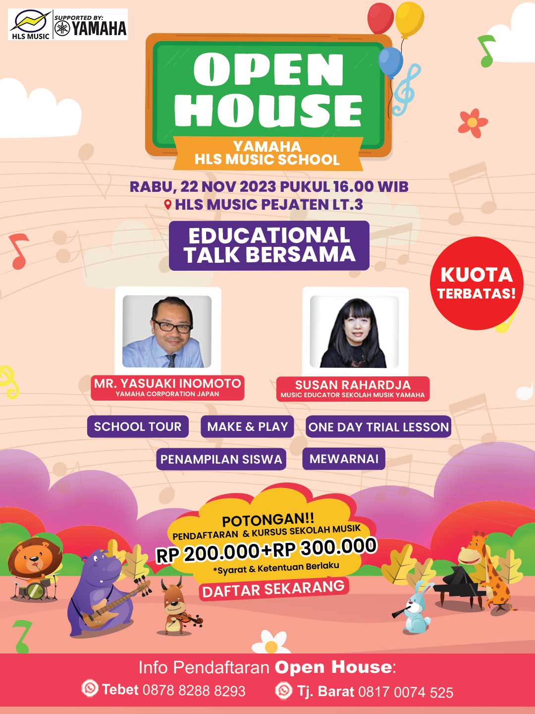 Ayo ikut Open House di Yamaha HLS Music School, 22 November 2023